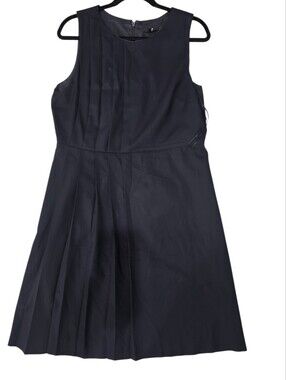 J.Crew 100% Wool Navy Career Sheath Dress Pleated Front Office Work Size 12